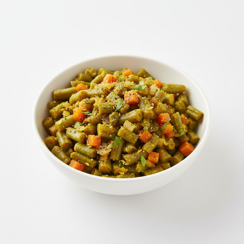 Curry Greenbeans cut small in bowl