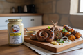 Groente Boer Sweet Mustard Sauce jar next to braai meat dish