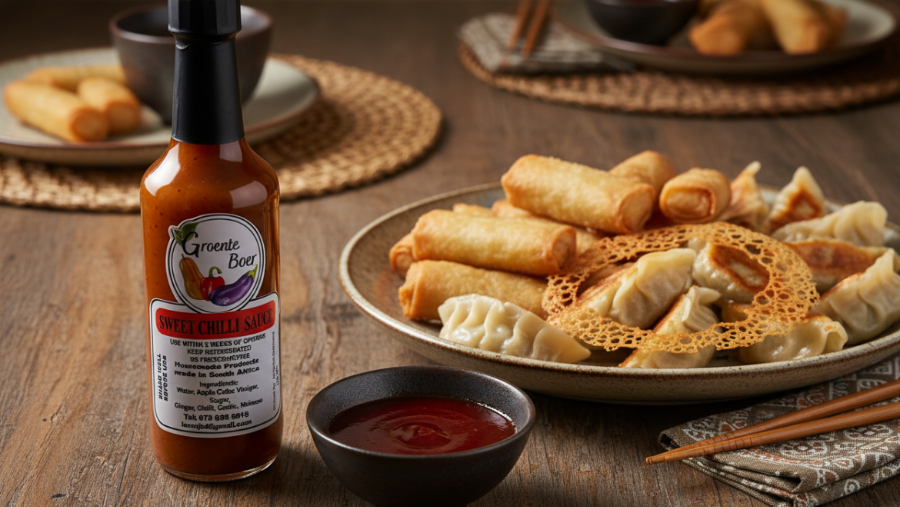 Sweet Chilli Sauce with Spring Rolls